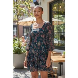 Band of the Free Mandy Tiered Shift Dress Pine Berry Paisley Small NWT